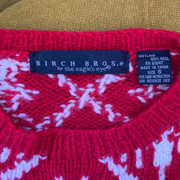 Vintage 80s unisex red Nordic sweater sz L - Picture 5 of 5